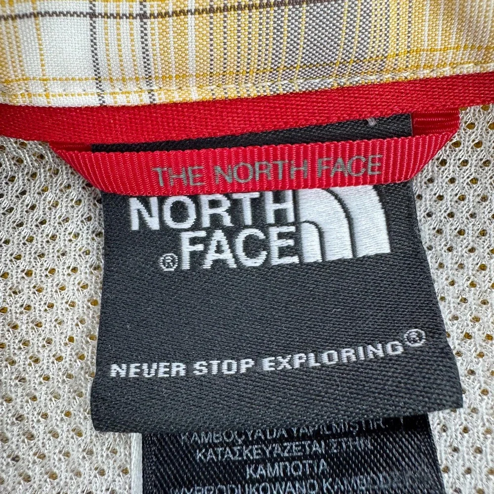 The North Face Shirt Mens Medium Yellow Plaid Short Sleeve Hiking Outdoor Camp